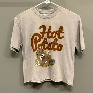 Light gray Mr. Potato Head Hot Potato graphic crop top t-shirt NWT size x-small
